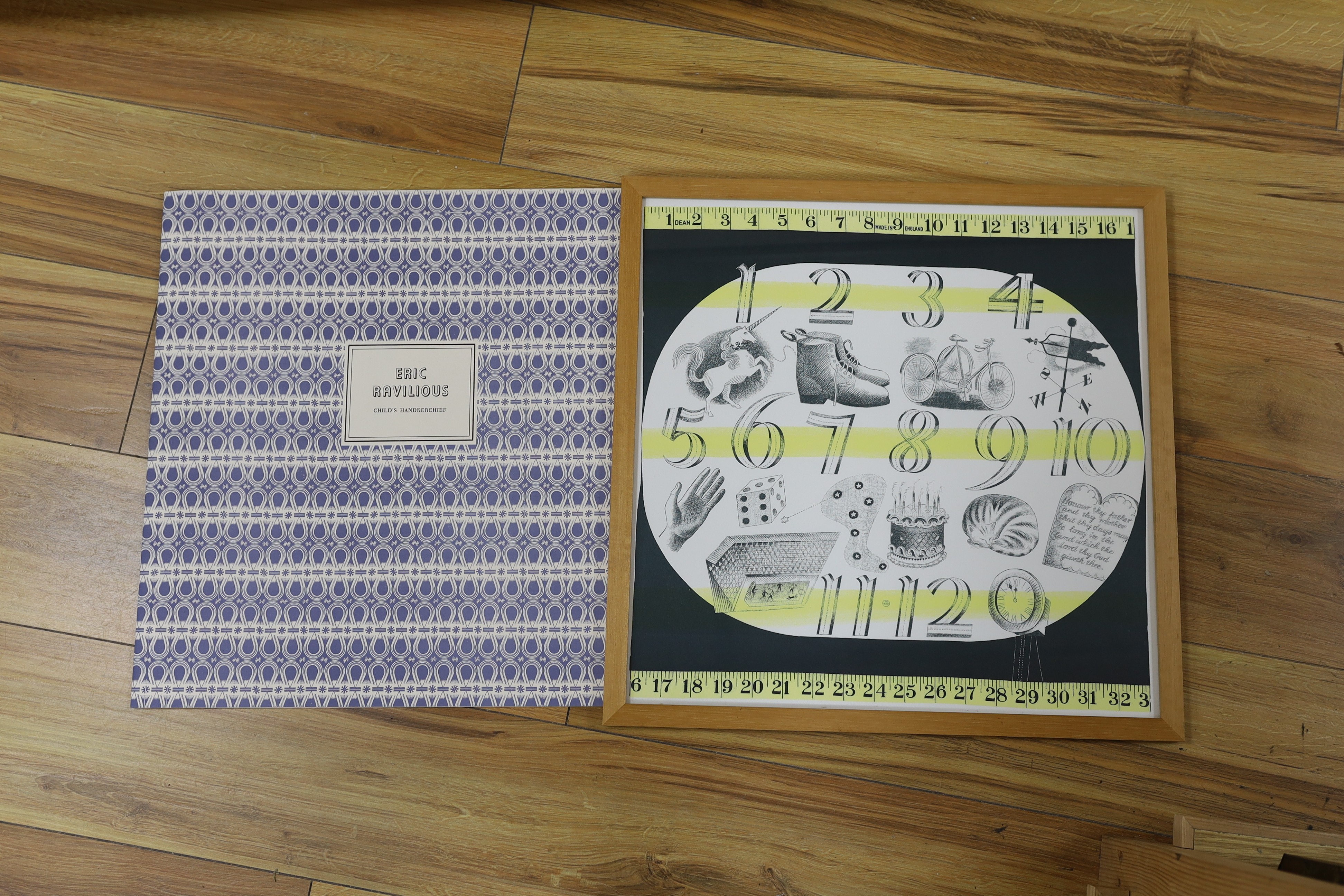 Eric Ravilious (1903-1942), Childs Handkerchief, no.445 of 500, with Judd St Gallery sleeve, framed print 44 cms x 44 cms